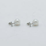 Drop Pearl Studs |  Silver | Large